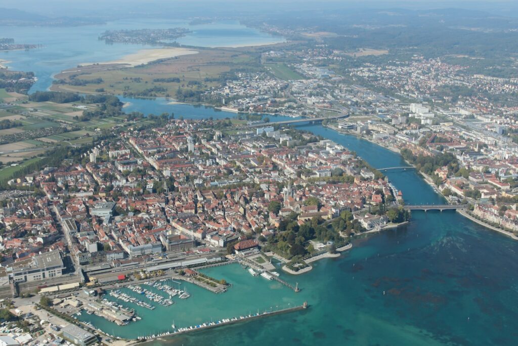 an aerial view of a city